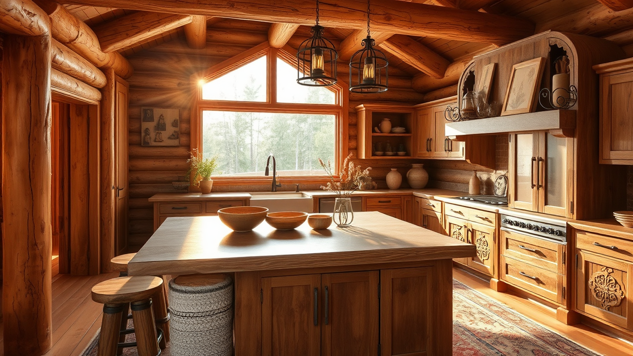 Warm and Rustic Log Home Kitchen Design Ideas