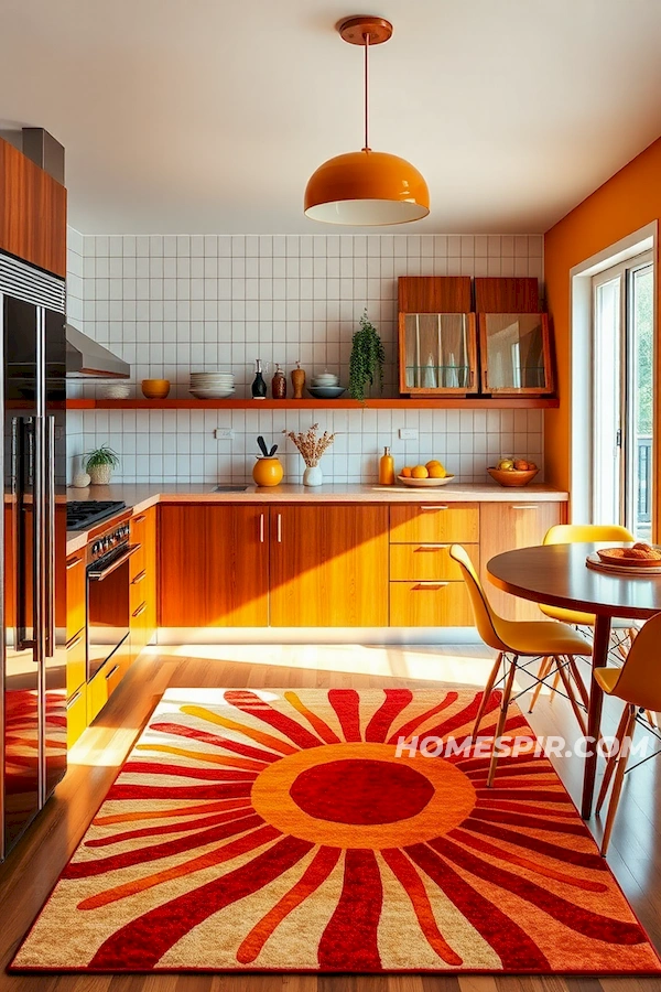 Abstract Rug Focus in Sunny Kitchen