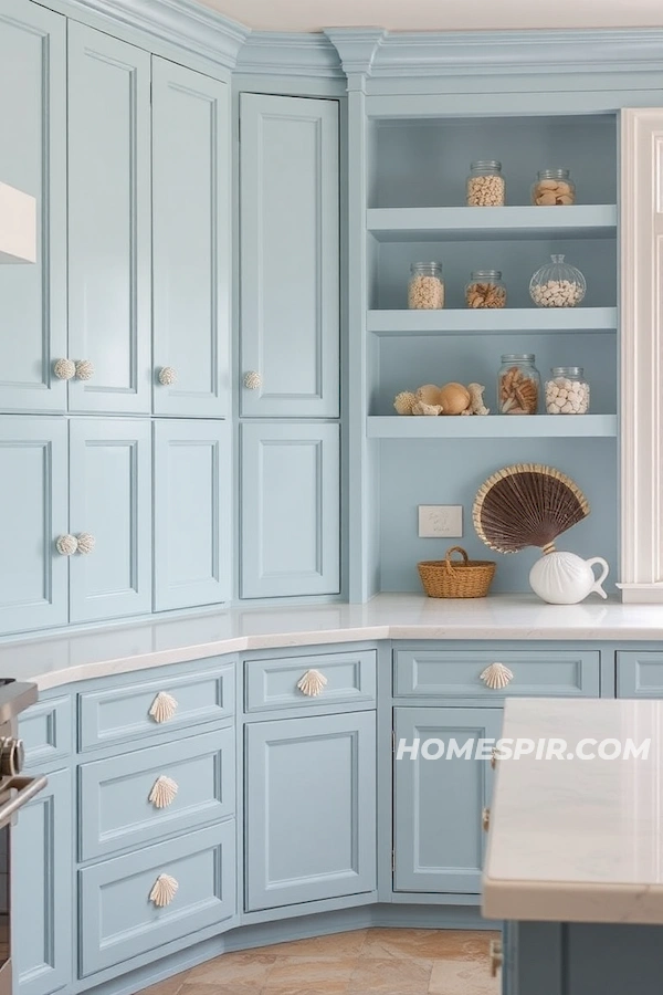 Airy Coastal Kitchen with Seashell Decor