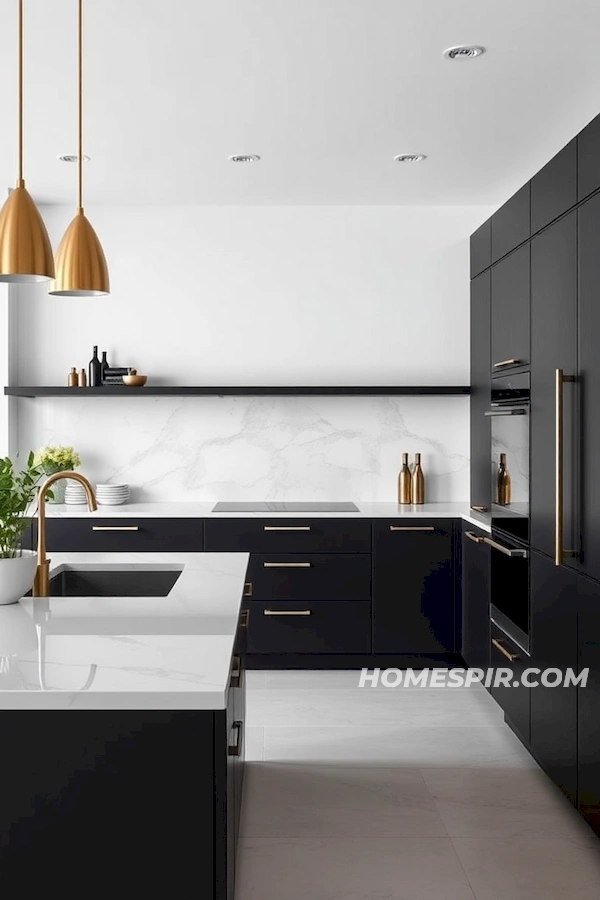 All-Black Minimalist Kitchen with Luxury Accents