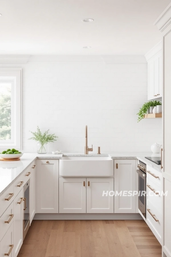 All-White Kitchen and Farmhouse Sink