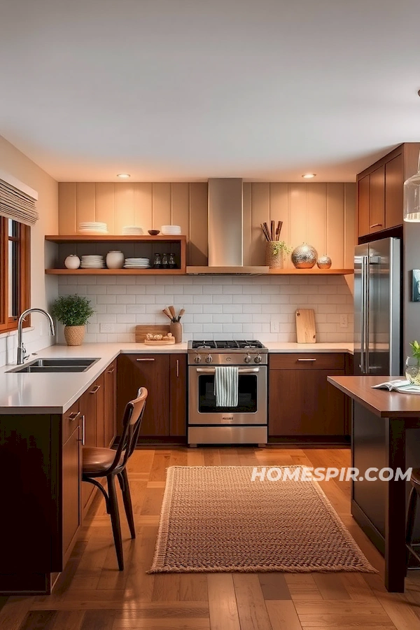 Ambient Lighting in Warm Mid-Century Kitchen