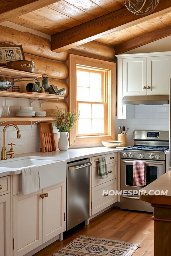 Antique Brass and Modern Elements in Kitchen