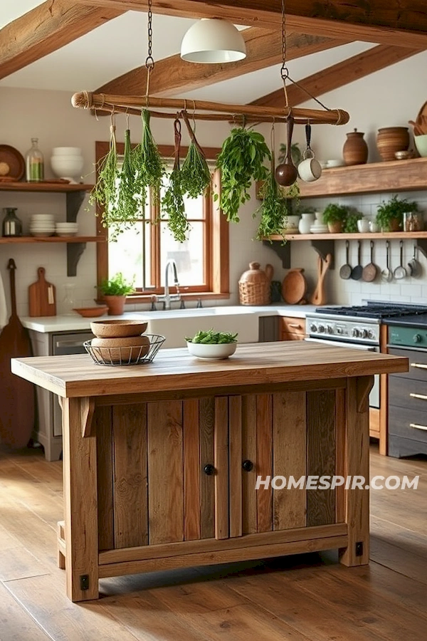 Antique Charm with Rustic Kitchen Island