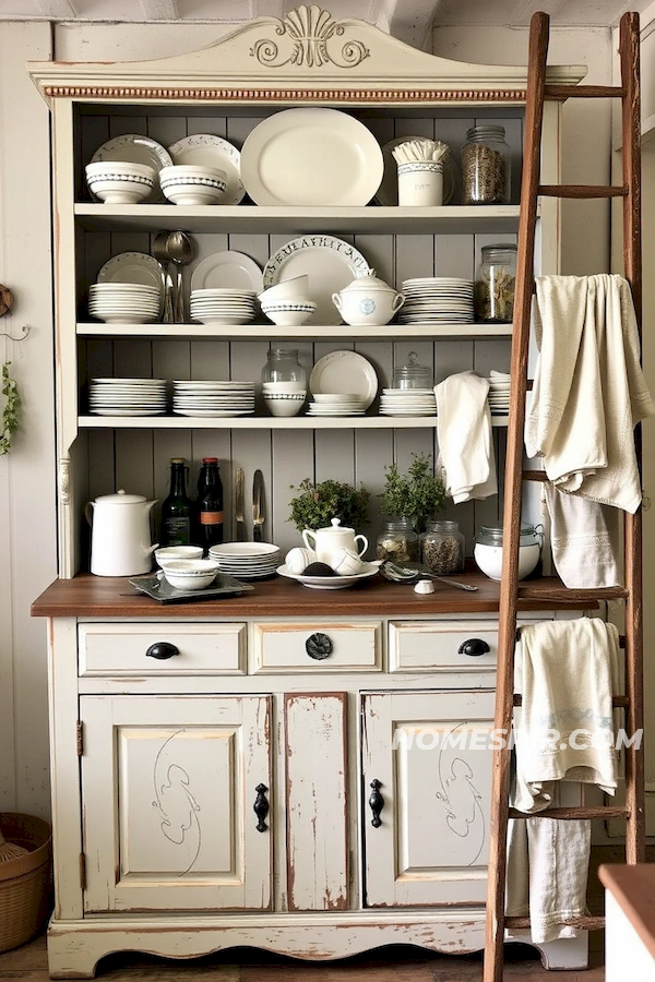 Antique Hutch as a Shabby Chic Kitchen Centerpiece