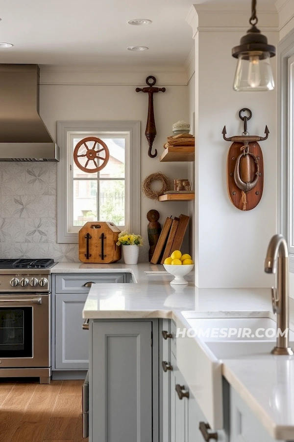 Antique Ship Wheel Kitchen Decor Accents