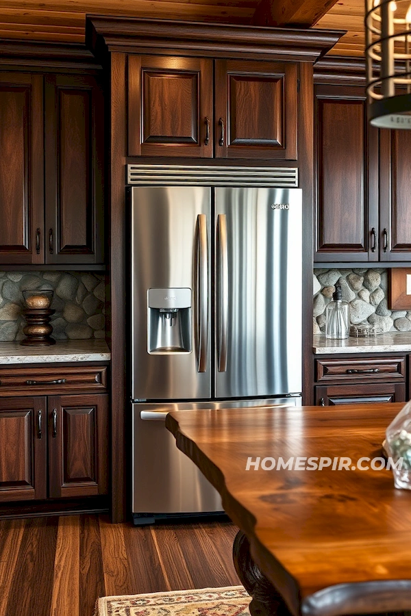 Appliance and Tradition Log Home Kitchen