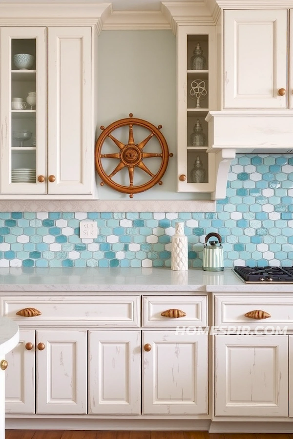 Aqua Sea Glass Tile Backsplash Design