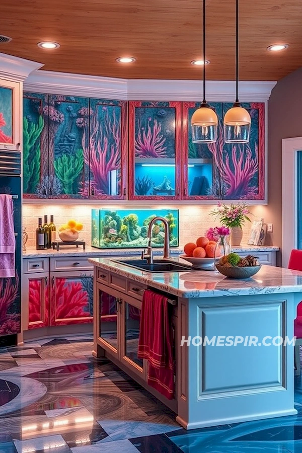 Aquarium Island in Surf House Kitchen