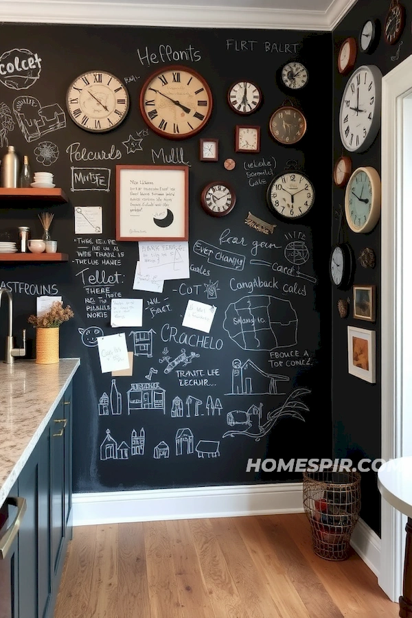 Artful Chalkboard Wall in Eclectic Kitchen Decor