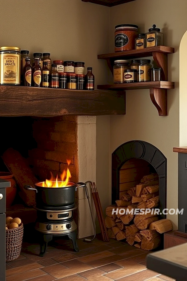 Authentic Country Kitchen with Fireplace