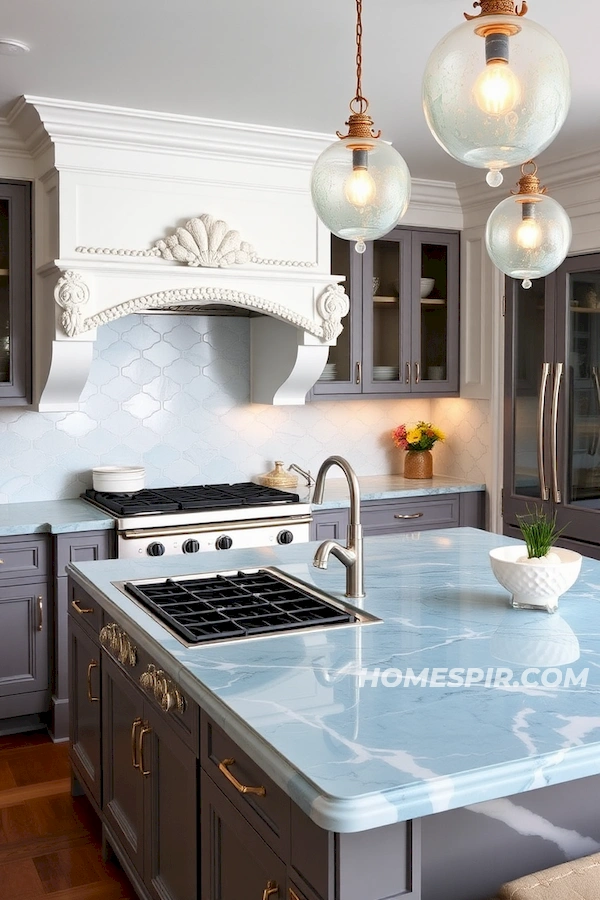 Azure Blue Wave Marble Countertop in Surf House