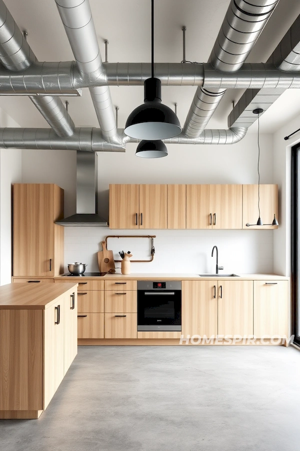 Balanced Industrial Elements in Minimalist Kitchen