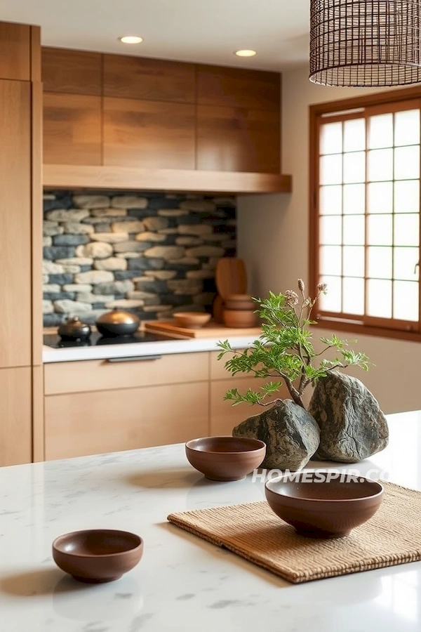 Balanced Japanese Kitchen with Natural Elements