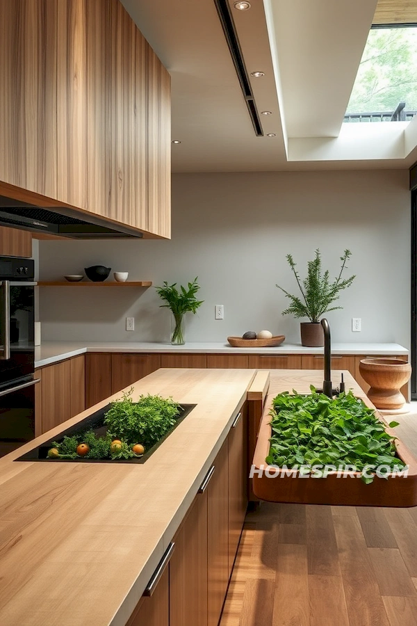 Bamboo Accents in Serene Kitchen Design