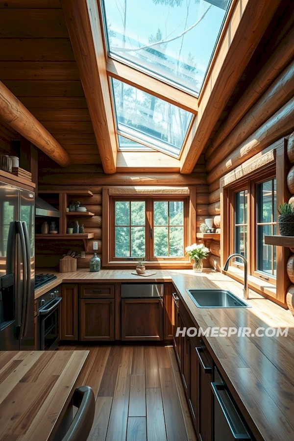 Bamboo Countertops and Solar Skylights in Kitchen