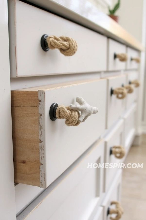 Beach House Drawer Design with Driftwood Handles