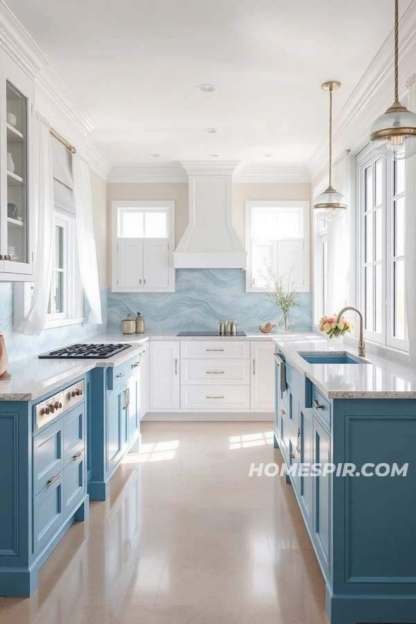 Beach House Kitchen with Ocean Backsplash Dreams