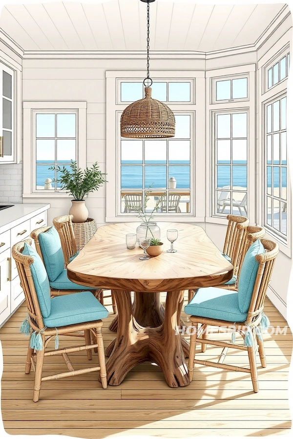 Beach House Table Carved from Single Driftwood