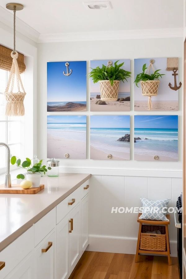 Beach Photography and Macrame in Coastal Kitchen