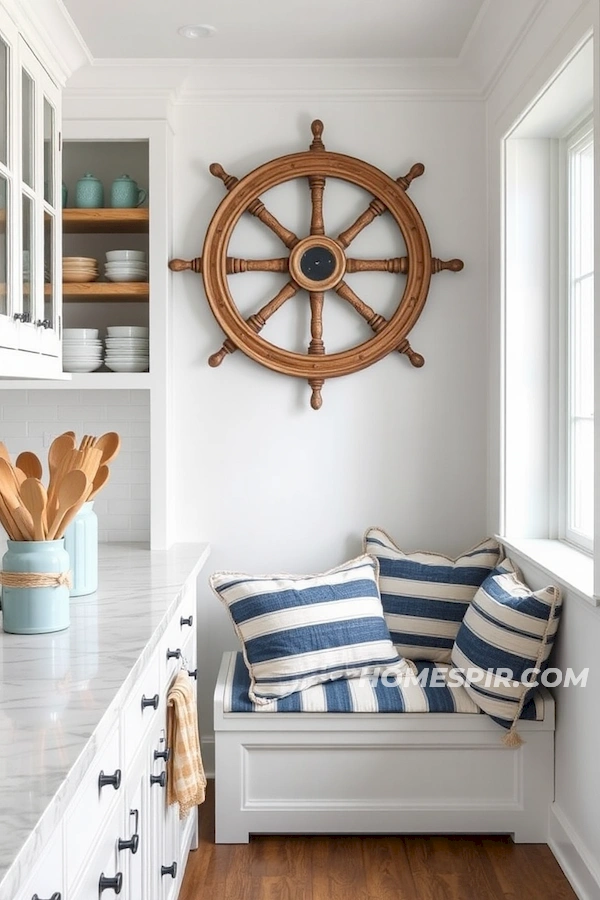 Beach Retreat Kitchen with Navy and White Stripes