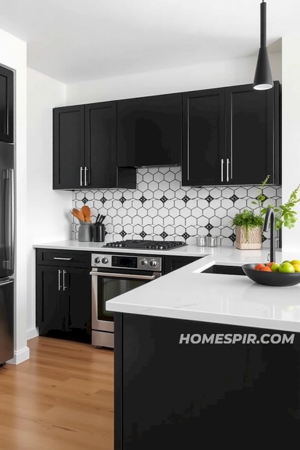 Black and White Monochrome Minimalist Kitchen