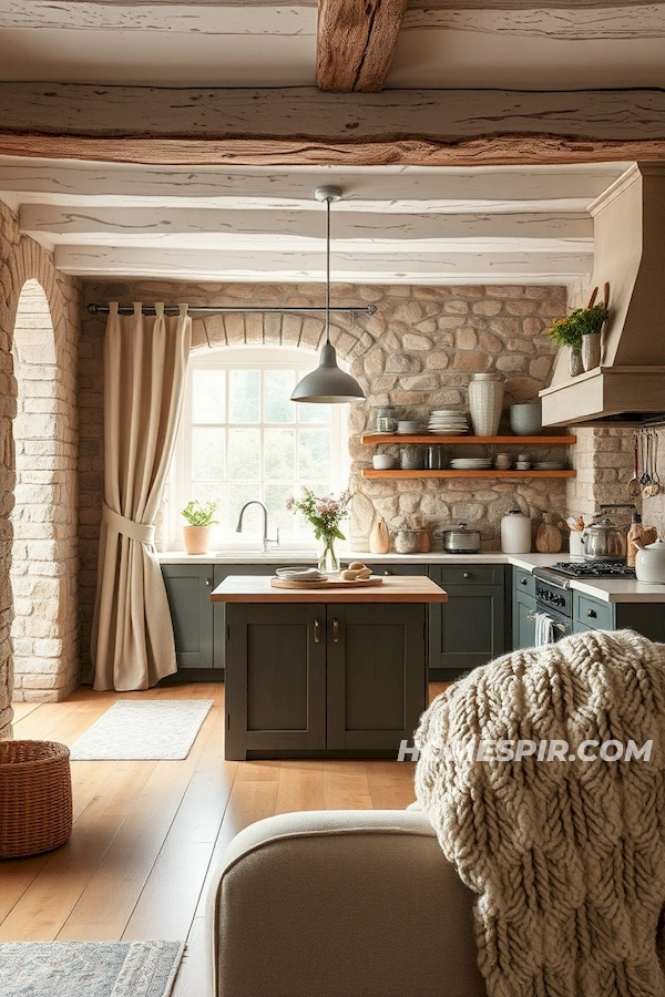 Blending Textures in Rustic Country Kitchen