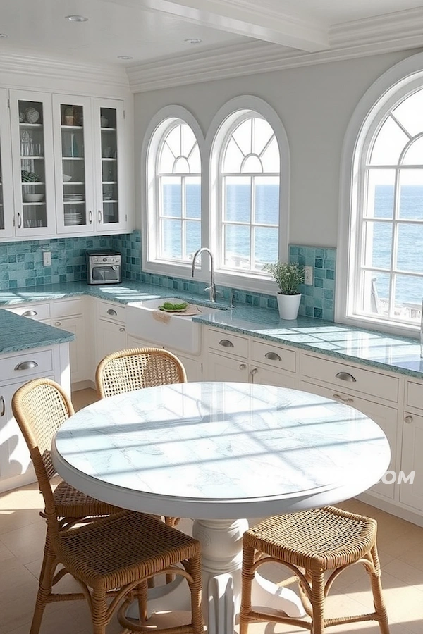 Blue-Green Sea Glass Countertops Design