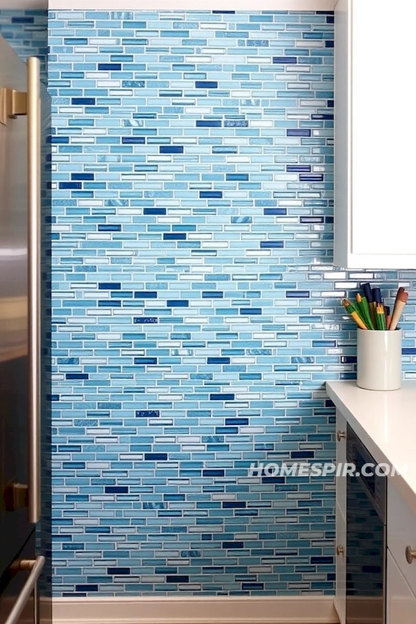 Blue Teal Ocean Wave Backsplash Design