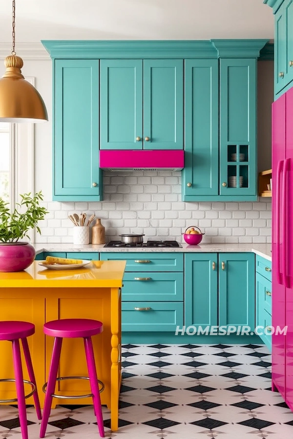 Bold and Unexpected Color Palette for Eclectic Kitchens