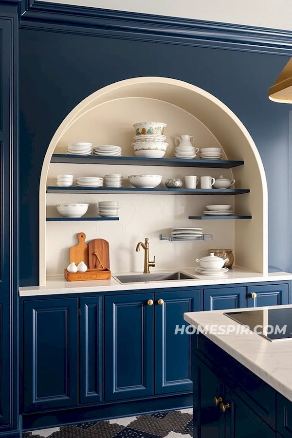 Bold Arched Shelves for Fine Crockery