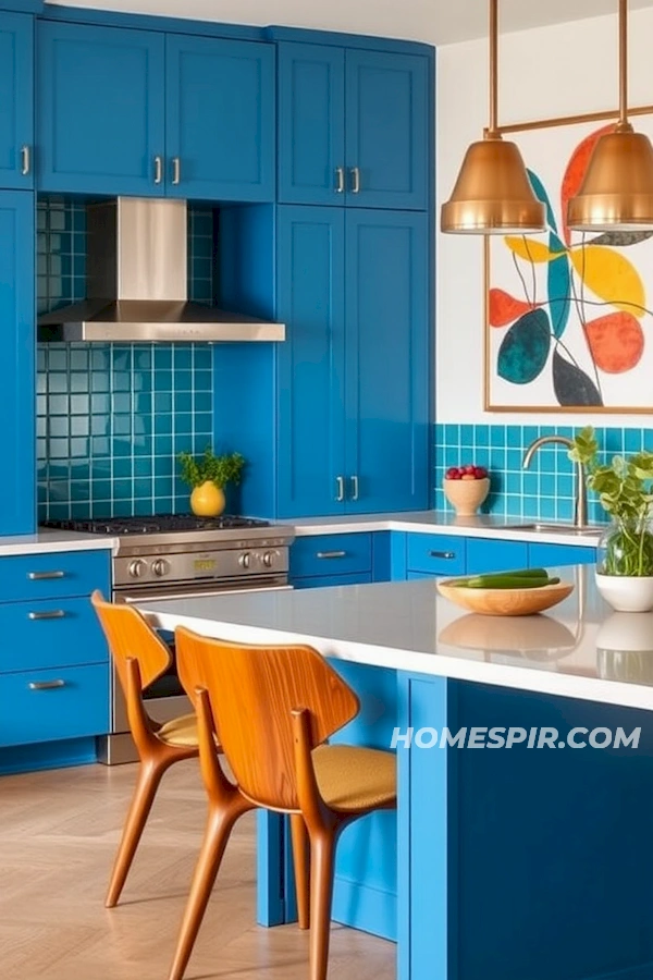 Bold Blue Cabinets in Vintage Modern Style