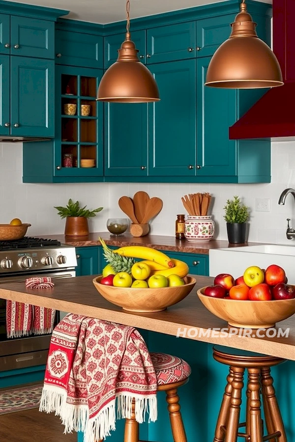 Bold Color Contrasts in Bohemian Kitchen Design