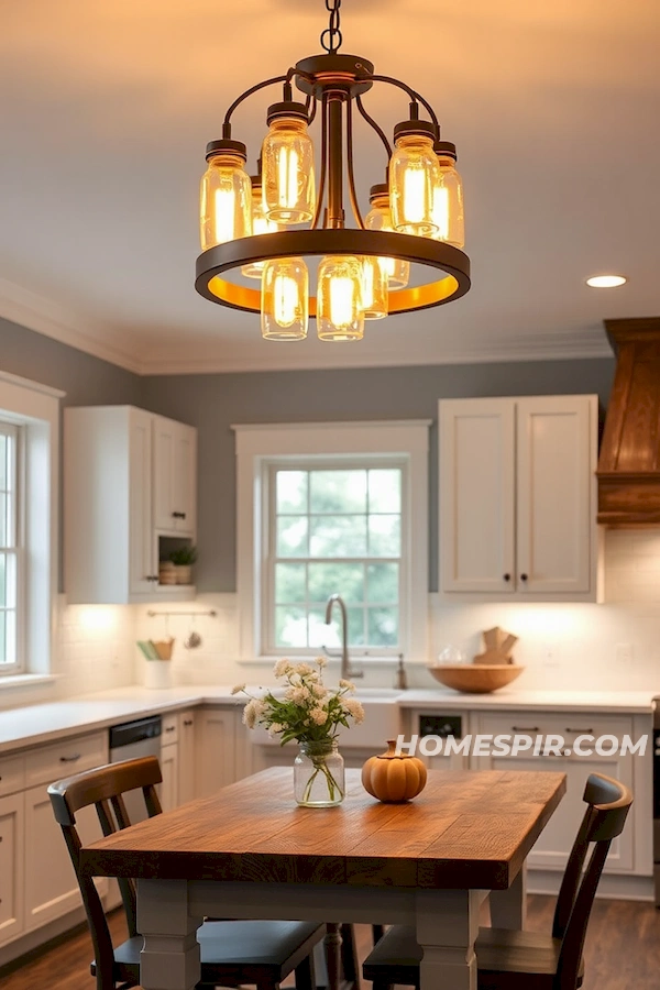 Bold Lighting Design in Farmhouse Kitchen