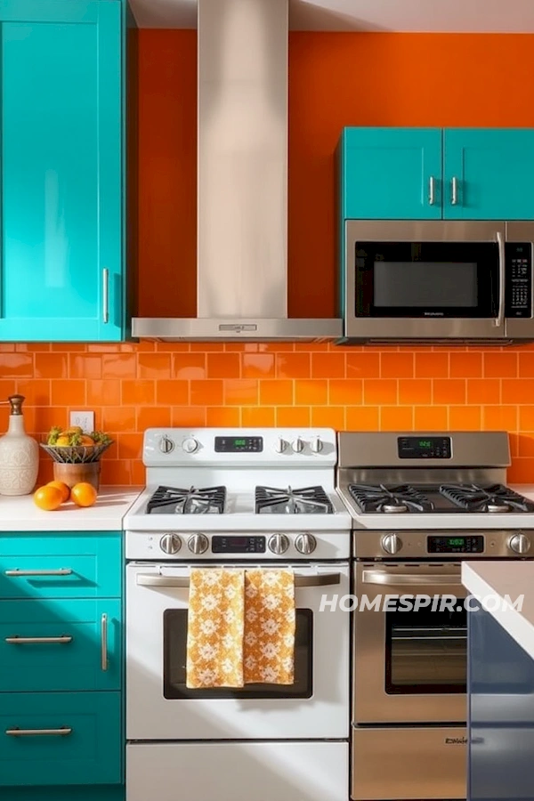 Bold Orange and Teal for Vibrant Kitchen