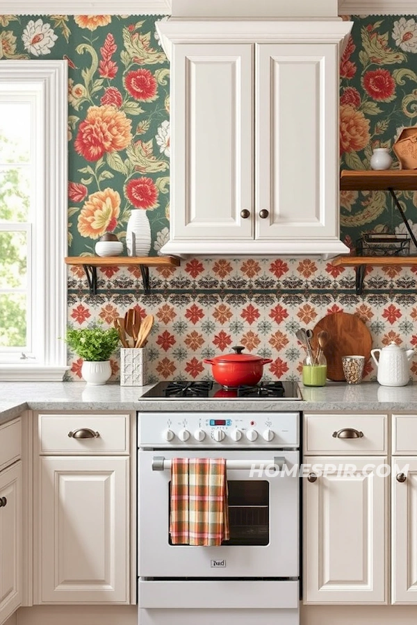 Bold Patterns in Vintage Kitchen