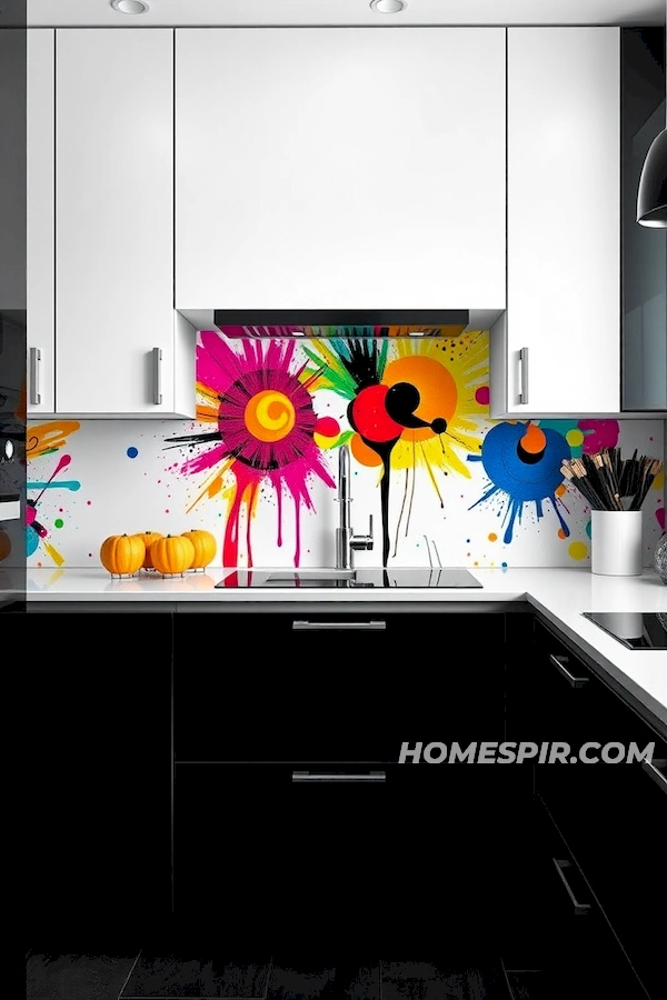 Bold Pop Art Kitchen Design with Black Cabinets