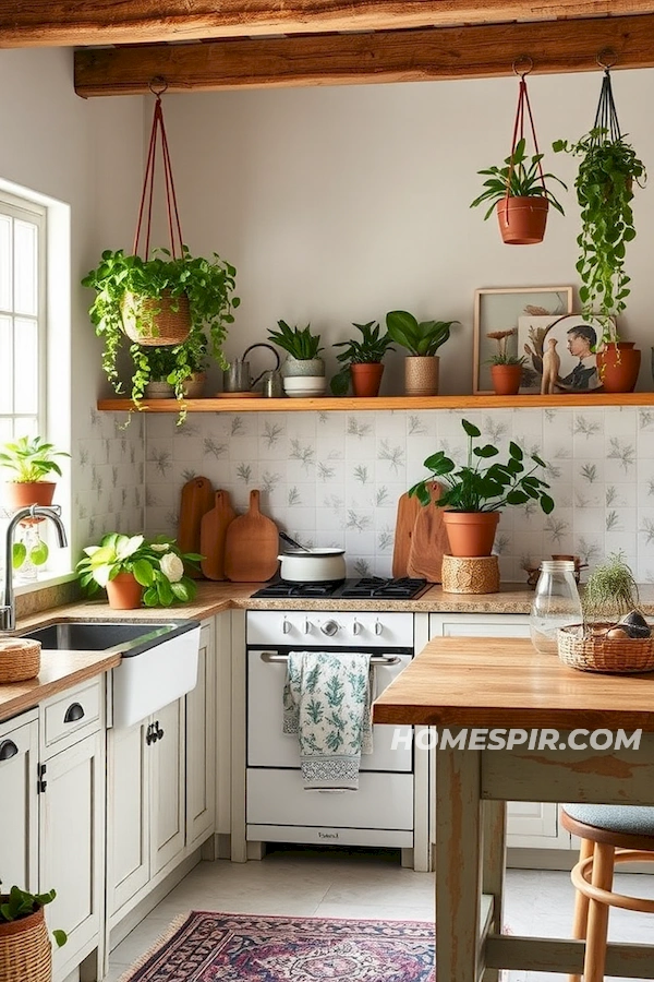 Botanical Prints in Boho Kitchen