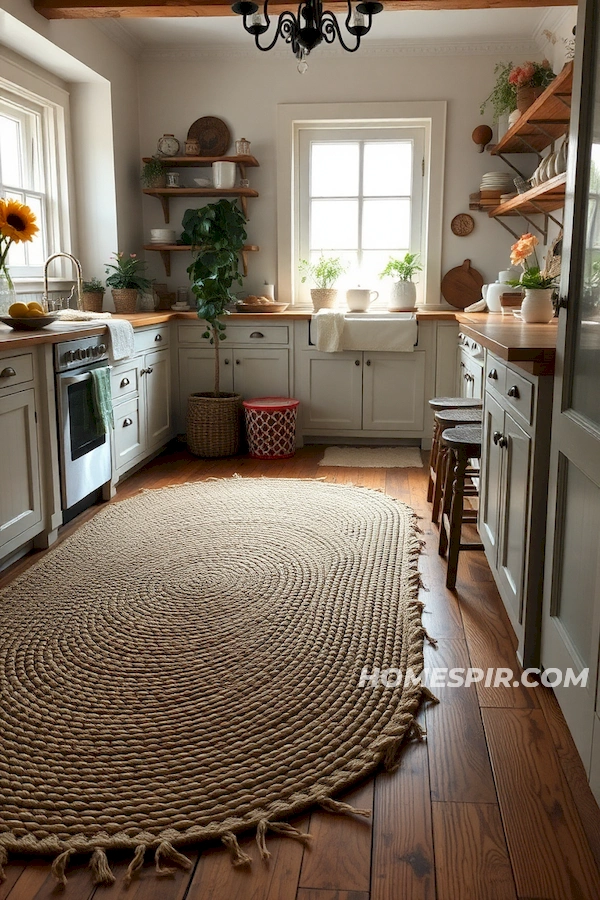 Braided Jute Rug in Farmhouse Kitchen