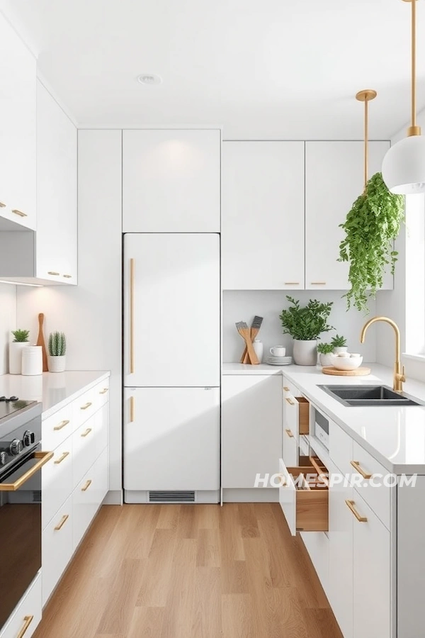 Brass Accents in a Functional Studio Kitchen