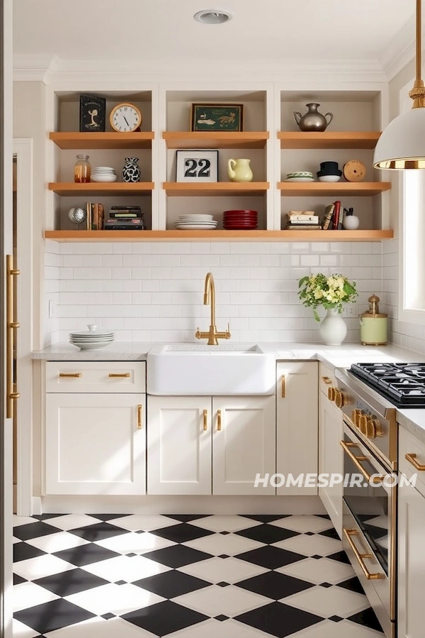 Brass Hardware in Sophisticated Kitchen