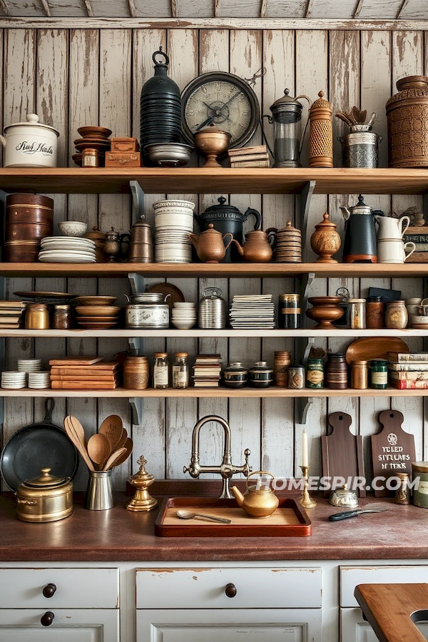 Brass Utensils in a Bygone Era Kitchen