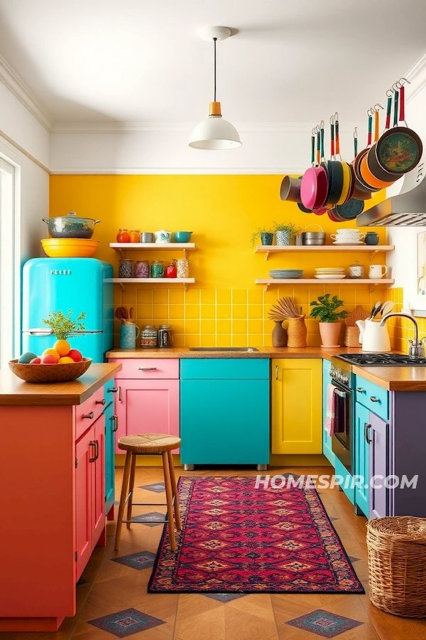 Bright Pots and Pans Enhance Kitchen Colors