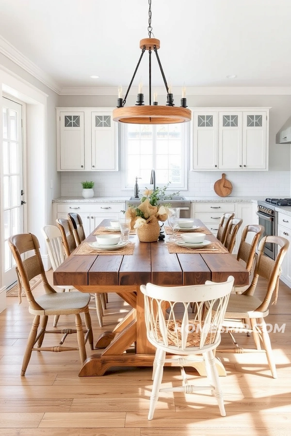 Burlap Accents in Charming Farmhouse Dining