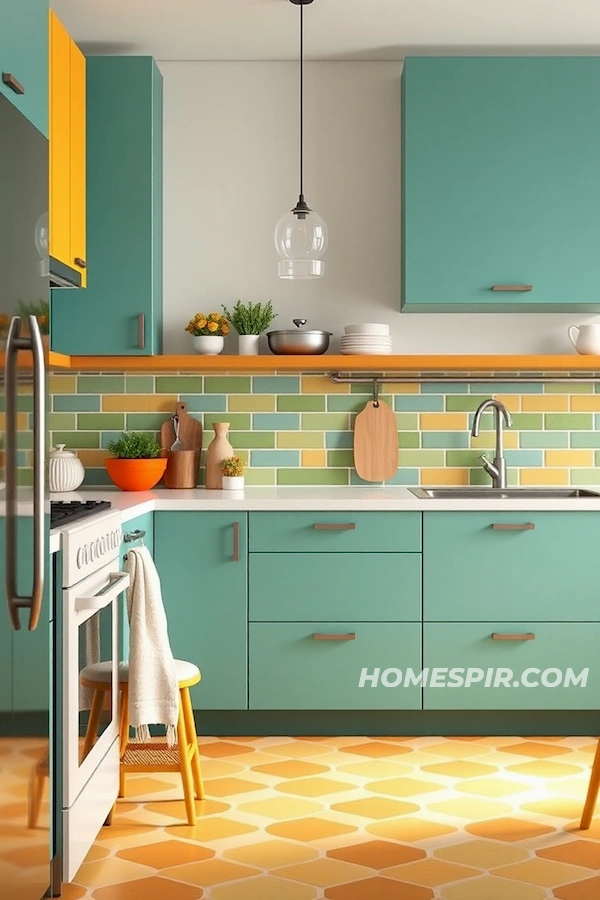 Burnt Orange Accents in Retro Kitchen Style