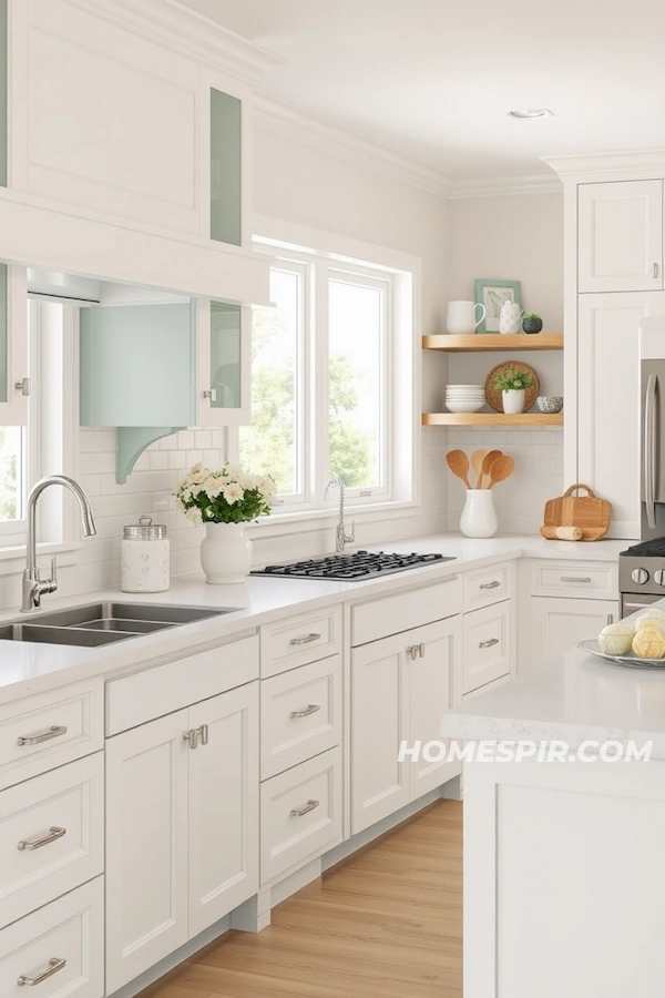 Calm Nautical Kitchen Whites and Seafoam Greens