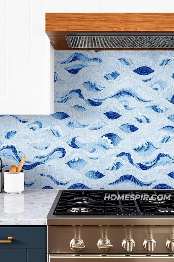 Ceramic Wave Tiles for Surf Kitchen