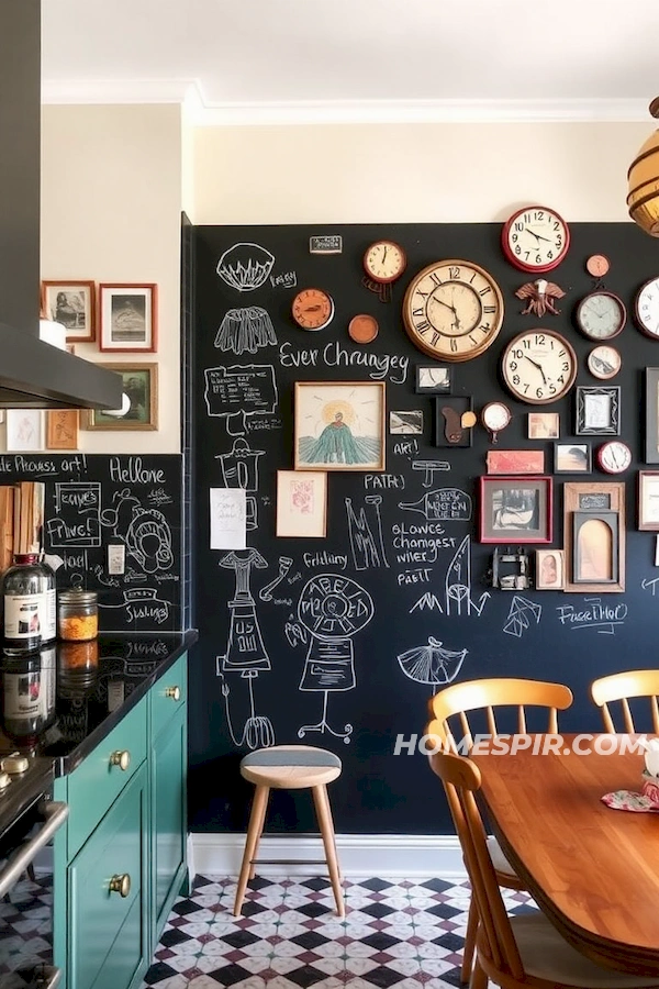 Chalkboard Paint Wall with Eclectic Doodles and Art