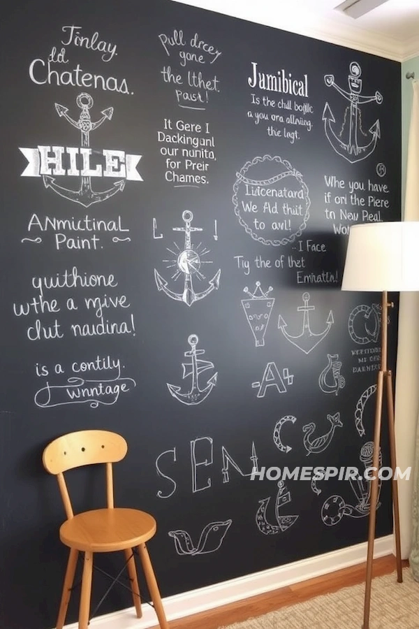 Chalkboard Wall with Maritime Doodles