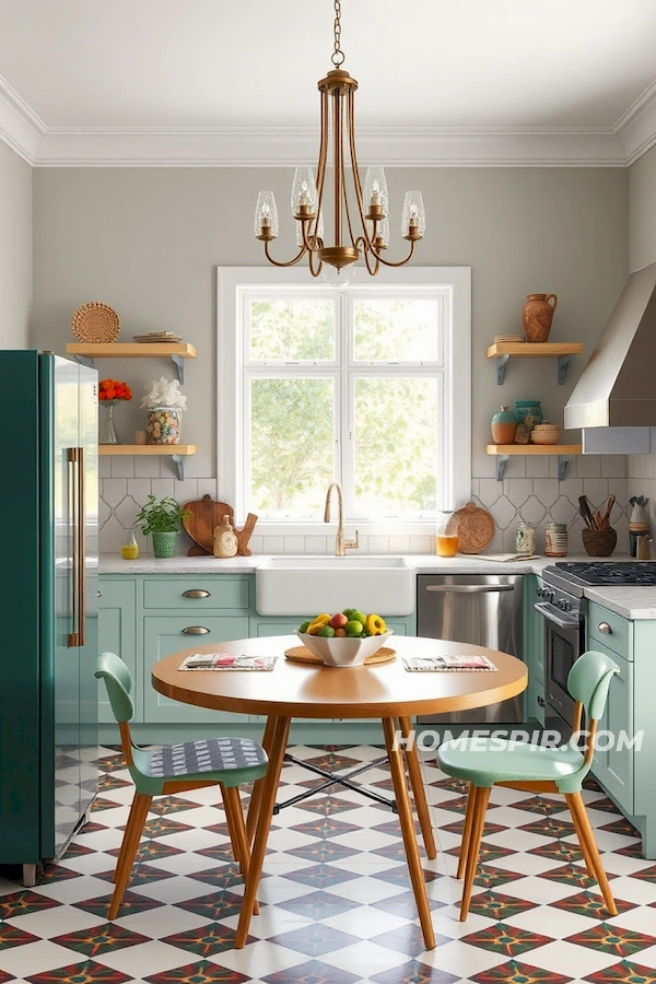 Chandelier Statement in Eclectic Kitchen